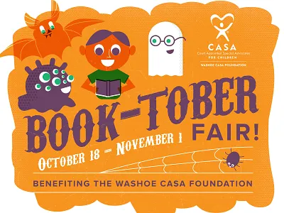 Boooooktober bat books boy child ghost halloween illustration monster nevada october reading reno spider washoe