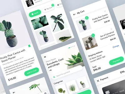 Plants Marketplace UI 3 app cart checkout clean design gallery leftaligned marketplace minimal plants typography ui ux