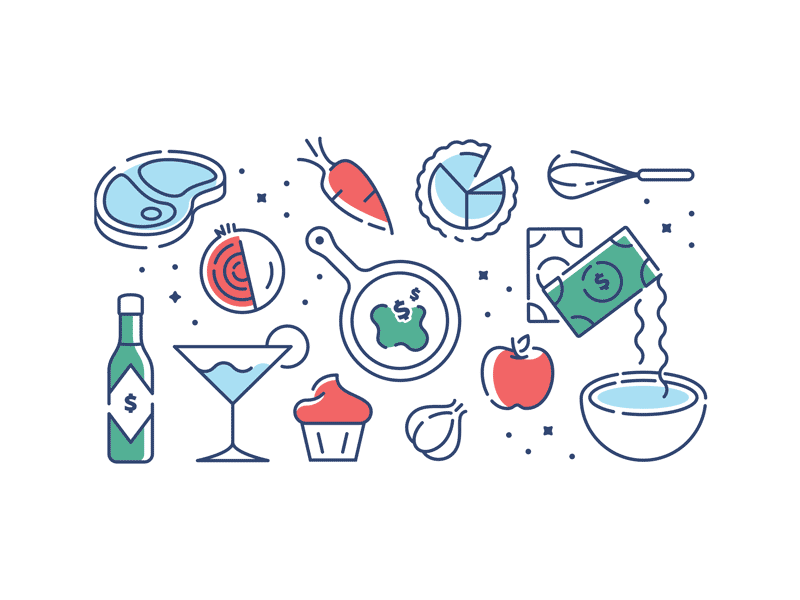 Cooking the Books cookbook cooking finance holiday illustation money