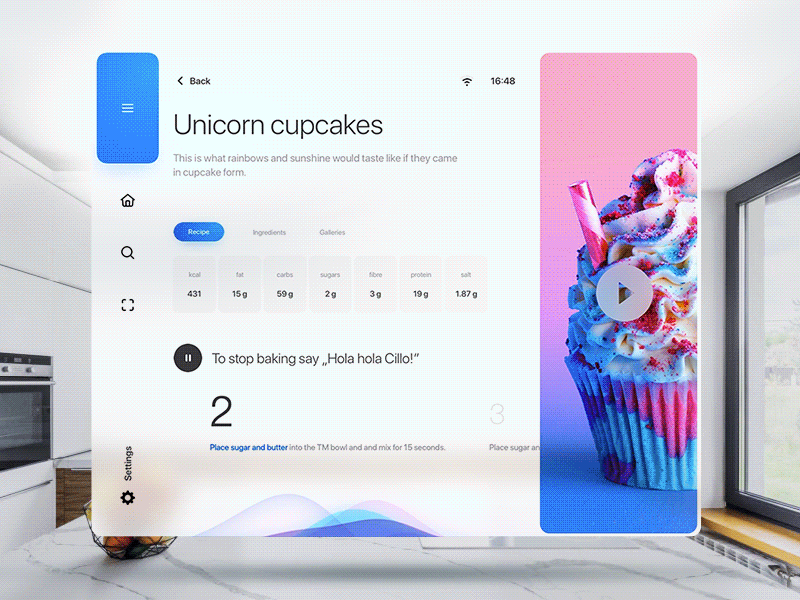 Chatting Fridge - Concept app 7ninjas ai animation assistant audio concept cook cooking app fridge interaction kitchen meal principle recipes siri speech voice voice chat voice commands xd