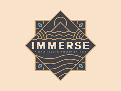 Immerse badge freshwater monoline mountain oregon river sun water