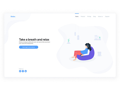 Landing Page app breathing clean design exploration illustration landing page meditation relax ui ux web design website