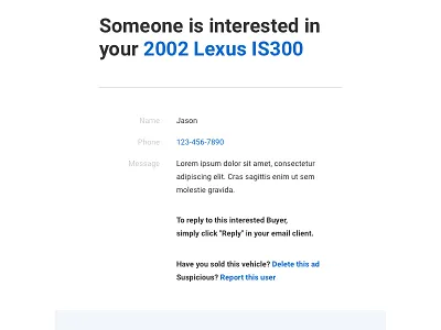 AutoTrader Lead Email Template email email template responsive ui ux