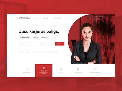 Recruitment website button client work cta icons jobs menu navigation office professional recruit recruitment search search bar uidesign ux design webdesign website website concept woman