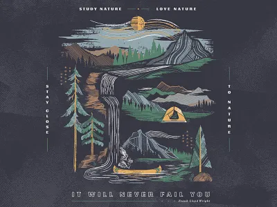 2019 Stewardship Calendar calendar camping canoe illustration landscape mountain nature texture trees typography united by blue