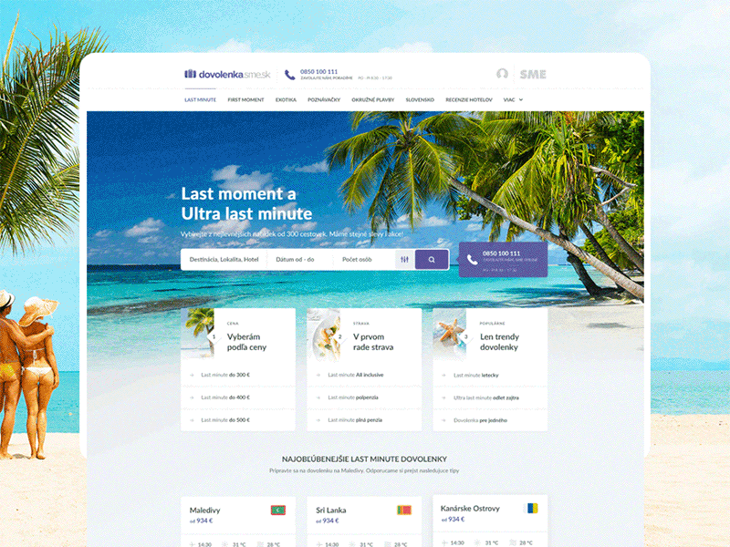 DovolenkySME animation booking destination header landing landing page simple travel ui ux web webdesign website