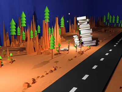 3D Render for Acquire Blog "customer-service-books" 3d acquire blog acquire.io blender blog customer service customer service book illustration landscape