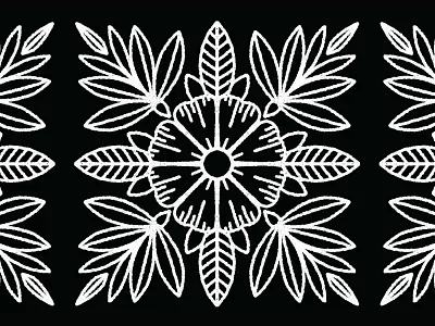 Flower Tile americana black black and white bw design flash art floral flower flower illustration illustration illustrator leaves line art pattern procreate symmetry tattoo tattoo flash tile white