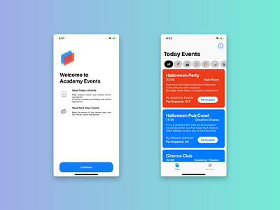 Academy Events (Swift Project) clean coding database design flat iphone logo minimal php simple sketch swift ui xcode