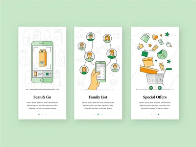 Onboarding Illustrations grocery app illustrations mobile mobile app mobile illustrations mobile onboarding onboarding onboarding ui supermarket