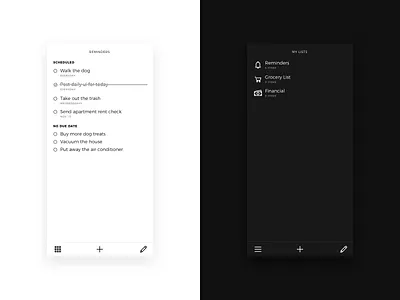 Daily UI 042 • To Do app black black white checklist daily ui darkmode lists minimal to do ui ux ux ui white