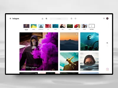Instagram Desktop – Discover 🏔 concept design discover grid ig insta instagram interface photos post redesign stories story ui ux web