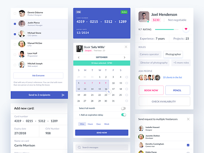 Cards app booking calendar cards credit card design freelancer message profile schedule search tags