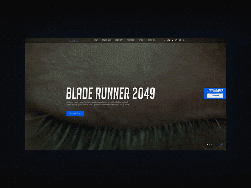 Front Row Entertainment Hero Section design films movies ui ux web