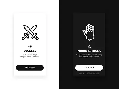 Daily UI 011 • Flash Message black daily ui dd fail flash message minimal monty python success ui ux ux ui white