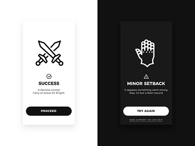 Daily UI 011 • Flash Message black daily ui dd fail flash message minimal monty python success ui ux ux ui white