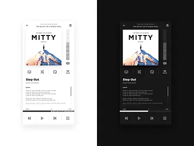 Daily UI 009 • Music Player app black dark mode minimal music music app player ui ux ux ui white
