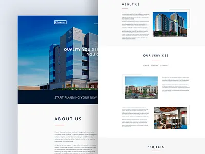 Phoenix Construction Landing page construction cool website dribbble best shot landing page landing page design minimal design website