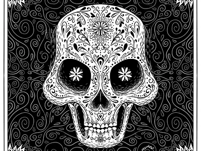 ¡Feliz Día de los Muertos! black and white comic design drawing illustration ink lowbrow mexican muerte pattern skulll surreal