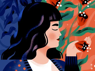 The bright side floral flowers health llustration mental health portait