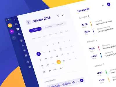 Agenda: Calendar agenda app app dashboard application calendar collaboration dashboard date desktop edtech education elearning fintech mac os managing note project saas task things to do