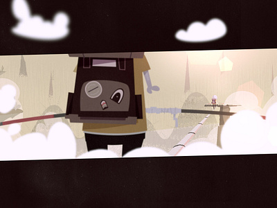 Breaking the frame action animation balance character clouds face hero illustration keyframe short short film skeleton woods