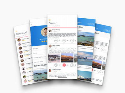 Daily UI #003 - Social Feed App comment community feeds friends list holiday like profile share social app user vacation