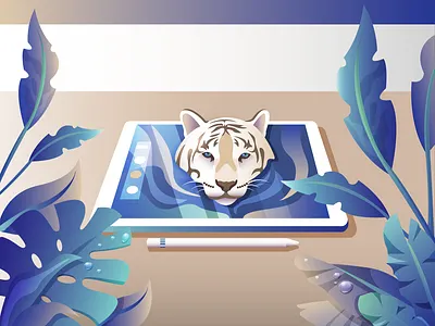 Go Wild 🌿 colours drop flowers gradient illustration ipad leaf plant tiger vector water