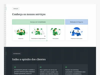 📒Escritorres — Services accounting desktop excel grid insurance landing serif significa table ui