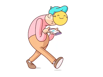 🙂 character digital happy humor illustration phone sad social vector walk