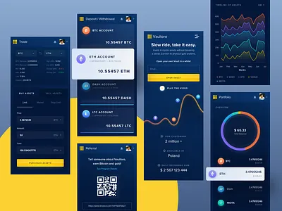 Vaultoro 2.0 Mobile app bitcoin cryptocurrency dashboard deposit landing page trade user experience user inteface vaultoro web withdraw