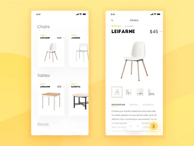 Ecommerce Mobile App Concept cart chairs ecommerce ecommerce app ecommerce design furniture mobile mobile app retail shop table