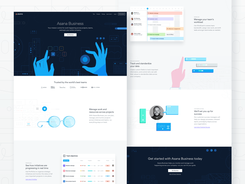 Asana Business—Full animation asana business design illustration landing page layout motion study prototype typography ui website