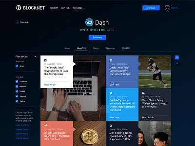 Blocknet - Coin Profile blockchain coin crypto currency feed grid interface profile