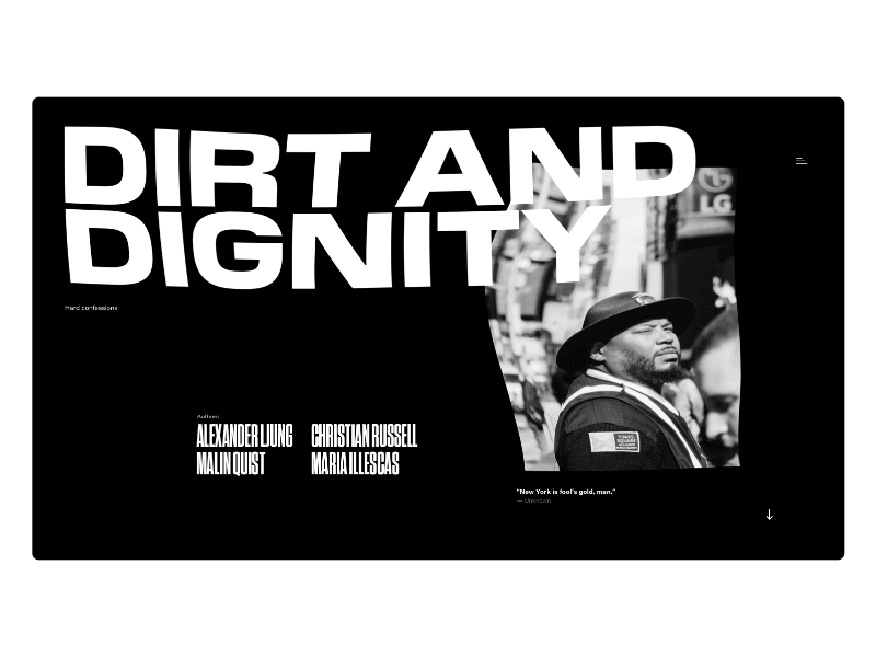 Digital Editorial Experiment animation concept dark interface layout principle typography ui ux white