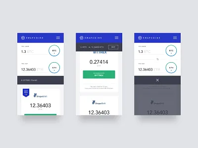 Swapcoins Mobile Exchange bitcoins crypto exchange crypto wallet mobile ui ux