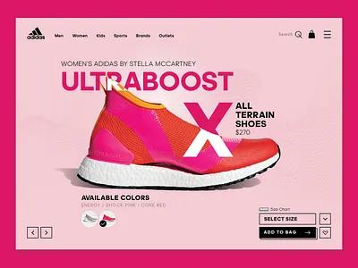 Adidas Homepage For web and iOS App app homepage landing page shoes web website
