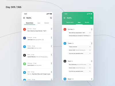 Notifications Saver App Concept | Day 309/365 - Project365 app log daily ui design challenge ios ios11 ios12 minimal minimal monday mobile app mobile app notification log notification saver notifications log past notifications project365