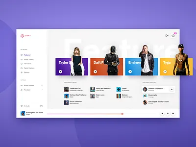 Music Dash dashboard flat mobile simple ux web