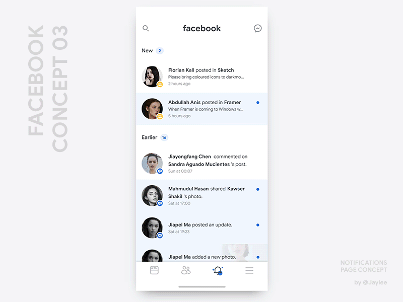 Facebook Notifications Concept animation invision studio ios iphone x ui