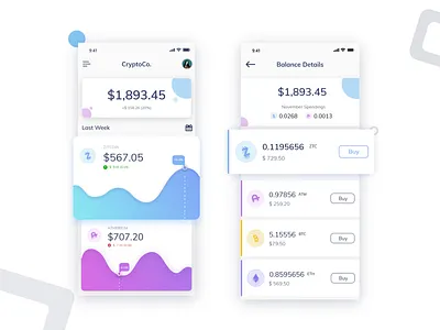 Crypto Currency Interface app design clean coin crypto currency crypto wallet design graph interface iphonex list mobile app ui ux