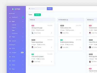 Task Management - Hyper Admin admin clean dashboard flat task task list task manager ui ux