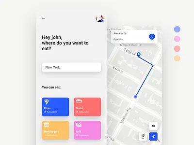 Food app address app eat food food app map navigate pizza rebound redesign ui