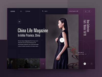 Carine fashion store - china life in Anhui clean design fashion layout modern typography ui ux web webdesign