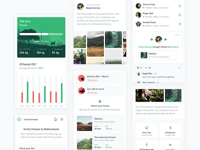 🌳Mobile screens for Reforestum apercu carbon sources cards components design system forest graph green illustration mobile nature nature logo referral significa social stats ui
