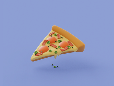 Pizza Icon 3d blender color cute icon illustration isometric light lowpoly pizza render