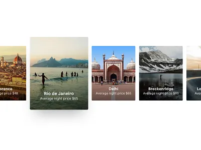 Airbnb Destination Cards card cards components design destinations images inspiration photos travel traveling