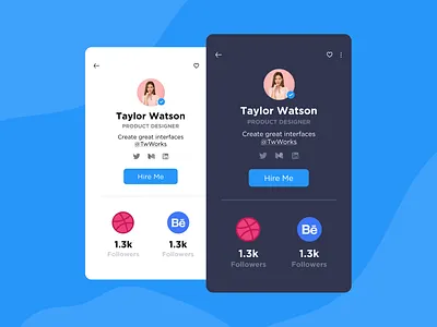 Profile Card. card concept dark design figma hire light minimal profile ui ux vector