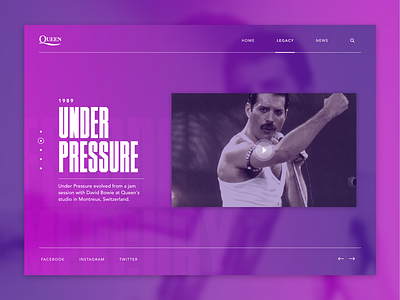 Freddie Mercury clean design freddie mercury gradient handsome layout minimal music navigation queen typography ui video web