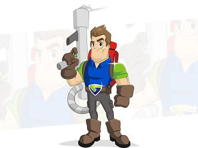 Lex the terminator cartoon character design heroe logo pest control super heroe terminator